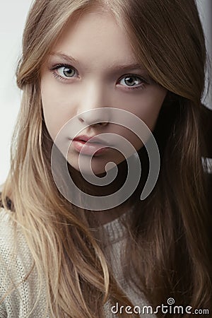 Beautiful blond teen girl portrait Stock Photo