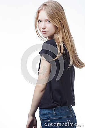 Beautiful blond teen girl portrait Stock Photo