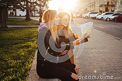 Beautiful blonde in the city Stock Photo