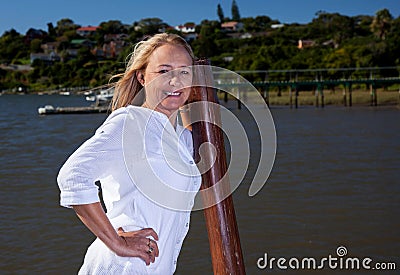 Beautiful blonde mature woman Stock Photo