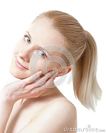 Beautiful blonde with ponytail Stock Photo