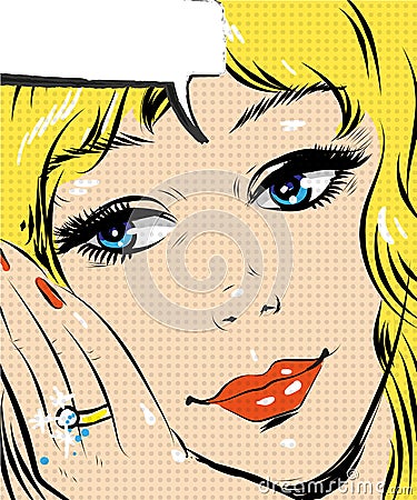 Beautiful blonde smiling Pop Art Woman comic style vector Vector Illustration