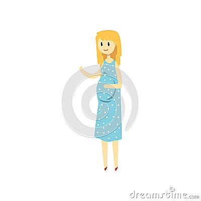 Beautiful blonde woman expecting baby cartoon vector Illustration on a white background Vector Illustration