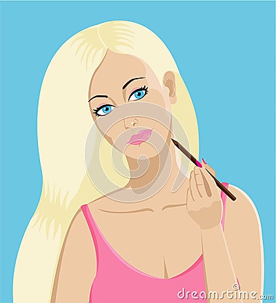 Beautiful blonde woman wearing fashion make-up Stock Photo