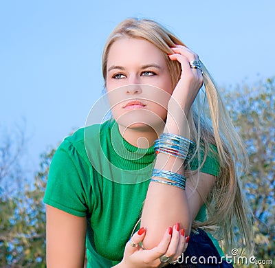 Beautiful blondy woman posing Stock Photo