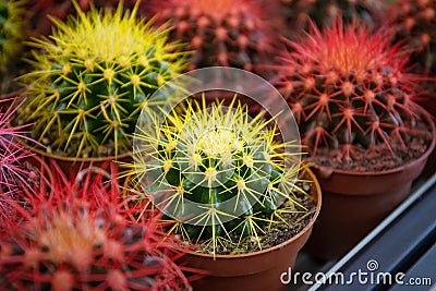 Beautiful blooming cacti. Composition with cacti. Stock Photo