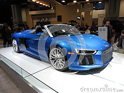 Beautiful Blue Audi R8 Spyder Convertible Editorial Stock Photo