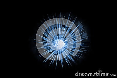 Beautiful blue big bang science object with glowing core Stock Photo