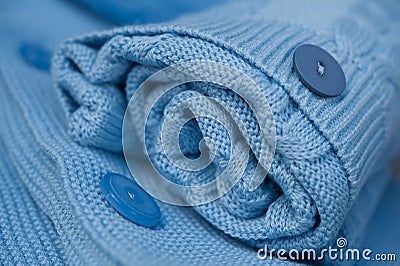Beautiful blue crocheted blanket Stock Photo