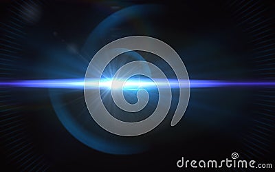 Beautiful blue digital lens flare in black background Stock Photo