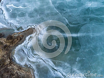 Beautiful blue frozen crystal clean lakeshore Stock Photo