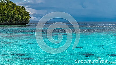 Beautiful Blue Lagoone near Kordiris Homestay, Gam Island, West Papuan, Raja Ampat, Indonesia Stock Photo