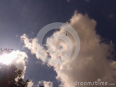 Beautiful blue sky with clouds. Background. Stock Photo