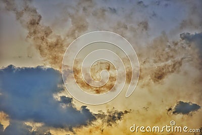 Beautiful blue sky with colored shapes clouds Stock Photo