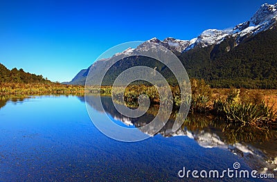 Beautiful blue sky at Mirror Lakes Stock Photo