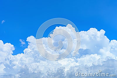 Beautiful blue sky with thick white clouds in the noon time horizontal composition Stock Photo