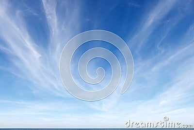 Beautiful blue sky with white Cirrus clouds Stock Photo
