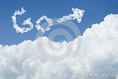 Beautiful Blue sky and white cloud. Sunny day.Cloudscape.close up the cloud.text go.go to the future concept.fight to better life Stock Photo