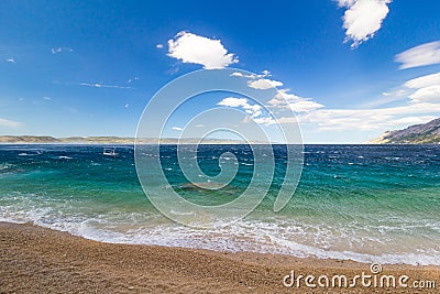 Beautiful blue stormy Mediterranean Sea in the wind Stock Photo