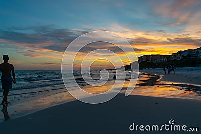 Blue sunset sky at Blue Mountain Beach Editorial Stock Photo