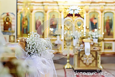 Beautiful blurred orthodox church background Stock Photo