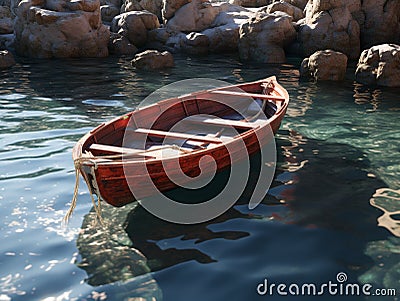 beautiful boat on the water of the sea Stock Photo