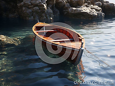 beautiful boat on the water of the sea Stock Photo