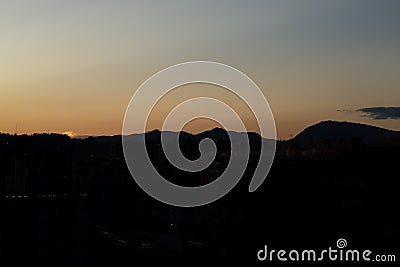 Beautiful bogota colombia cityscape silhouette with andean mountain range at background Stock Photo