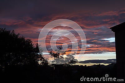 Beautiful bogota sunset viewed from a window Stock Photo