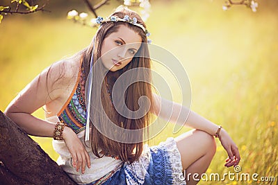 Beautiful bohemian woman portrait Stock Photo