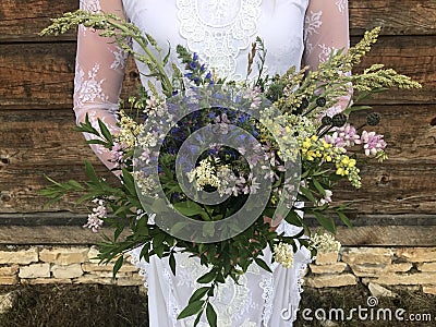 Boho Wedding Bouquet Stock Photo