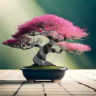 Beautiful bonsai plant in a pot - ai generated image Stock Photo