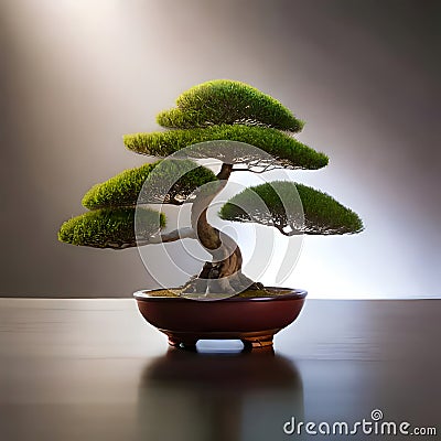 Beautiful bonsai plant in a pot - ai generated image Stock Photo