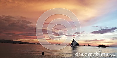 Beautiful Boracay Sunset Stock Photo