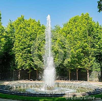 The beautiful Bosquet de la Girandole fountain of Place of Versailles Stock Photo