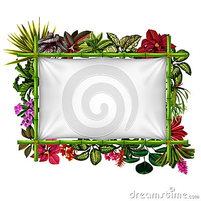 Beautiful botanical frame with the bamboo Vector Illustration