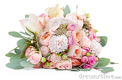 Beautiful bouquet of flowers isolated on white Stock Photo