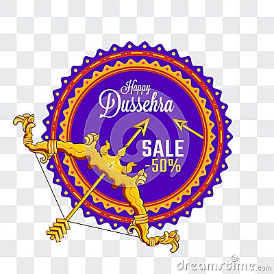 Beautiful Bow and arrow illustration with PNG background and mandala design on the celebration of indian festival.Happy dussehra Vector Illustration