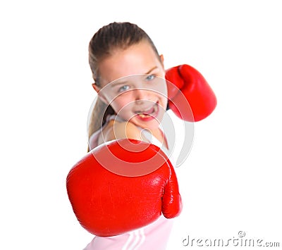Beautiful boxer-fitness girl Stock Photo