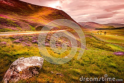 Beautiful Braemar Mountain Sunset in the Scottish highlands Stock Photo