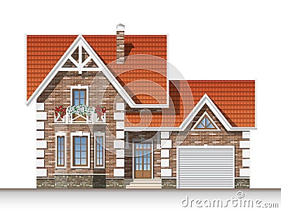 Beautiful brick house Vector Illustration