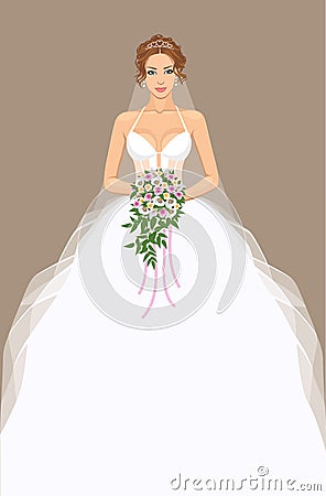 Beautiful bride Vector Illustration