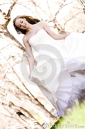 Beautiful Bride Playing Stock Photo