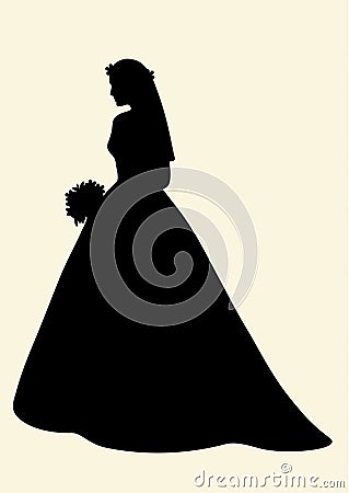 Beautiful bride silhouette Vector Illustration