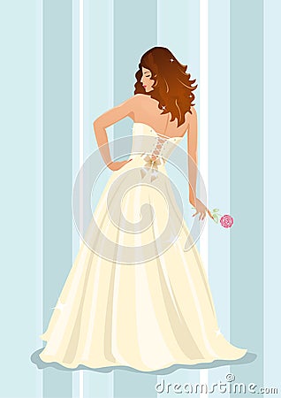 Beautiful bride in a wedding dress Vector Illustration