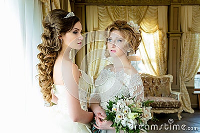 Beautiful Brides with wedding makeup Stock Photo