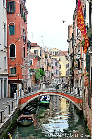 Beautiful bridge and canal in Venice, Italy Editorial Stock Photo