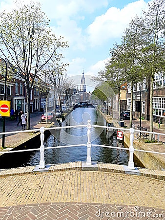 Beautiful Bridge in the City. Nice View to the Water Canals. Editorial Stock Photo