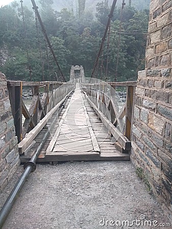 Beautiful bridge on jehlum river in uri kashmir Stock Photo