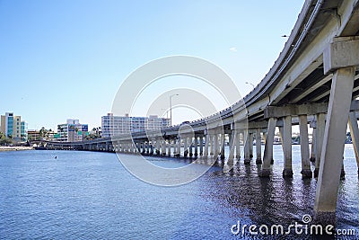 Beautiful bridge in Tampa downtown and bay Editorial Stock Photo